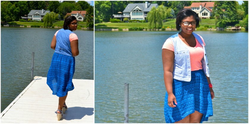On Ashley: Forever21 Shirt, Ann Taylor (thrifted) Vest, Target Skirt, and Dillards Shoes
